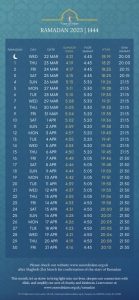Ramadan Timetable (mobile version)